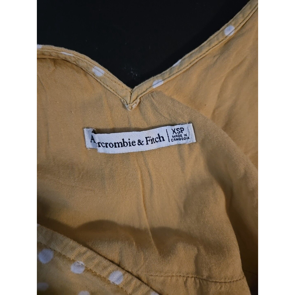 Abercrombie & Fitch Yellow Polka Dot Sundress XS Petite Linen Blend Cottagecore - Picture 4 of 10